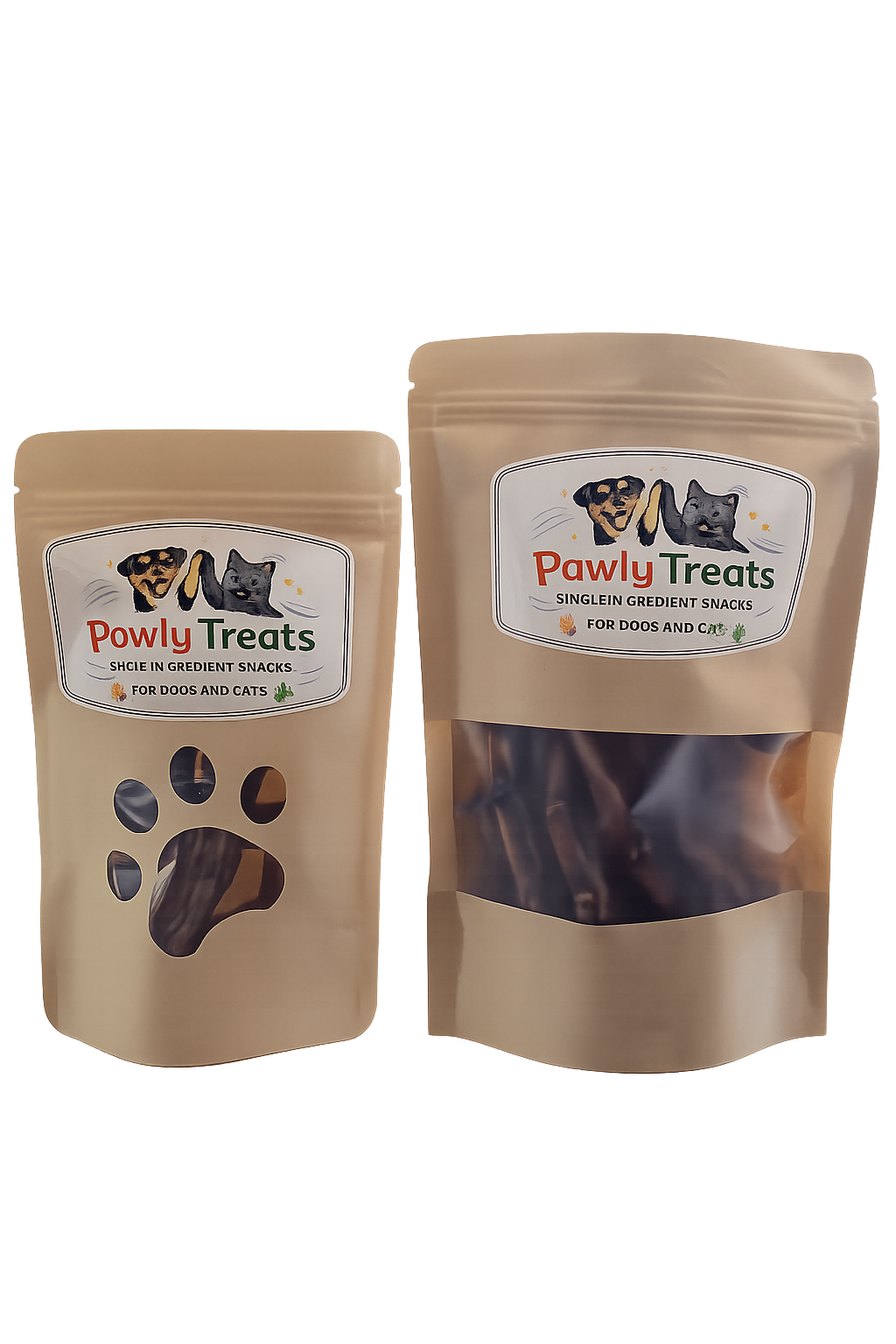 Two Pawly Treats resealable dog treat bags