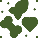 Green shapes on dark backdrop